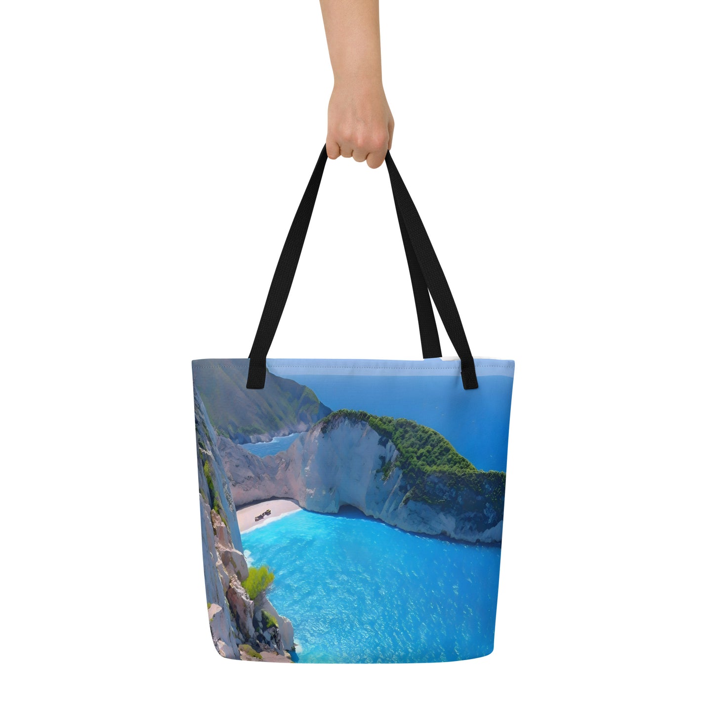 Extra Large Tote Bag With Pocket - Navagio Beach, Zakynthos (Zante), Greece
