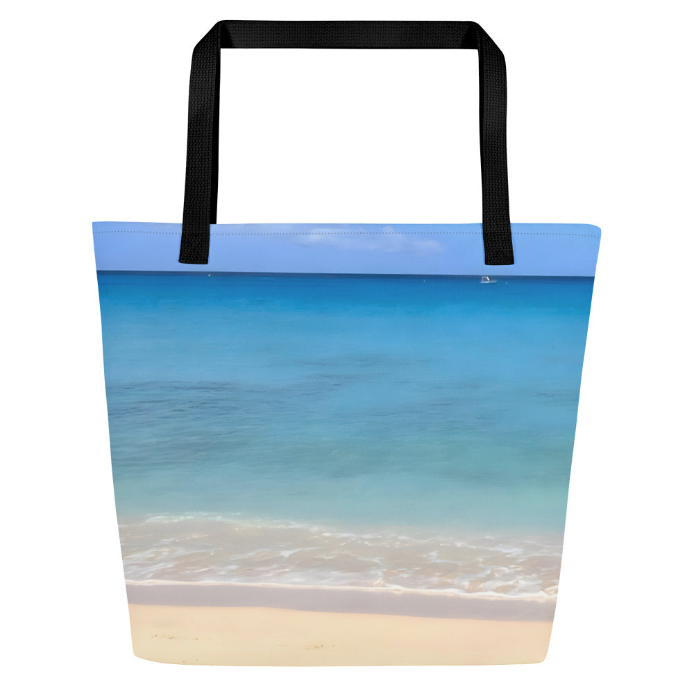 Extra Large Tote Bag With Pocket - Caribbean Sea