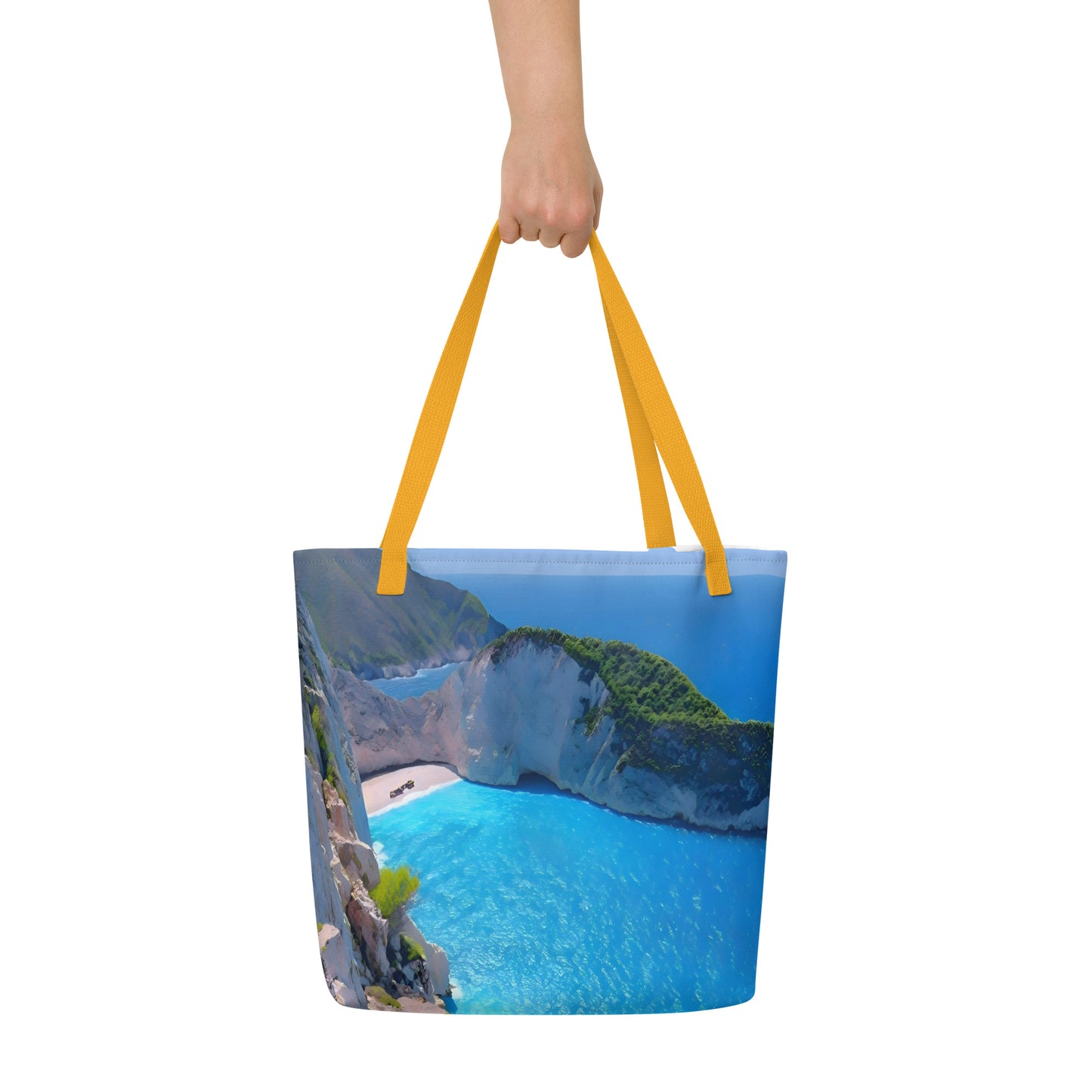 Extra Large Tote Bag With Pocket - Navagio Beach, Zakynthos (Zante), Greece