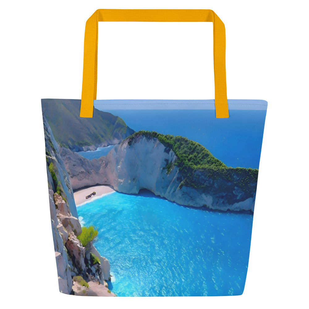 Extra Large Tote Bag With Pocket - Navagio Beach, Zakynthos (Zante), Greece