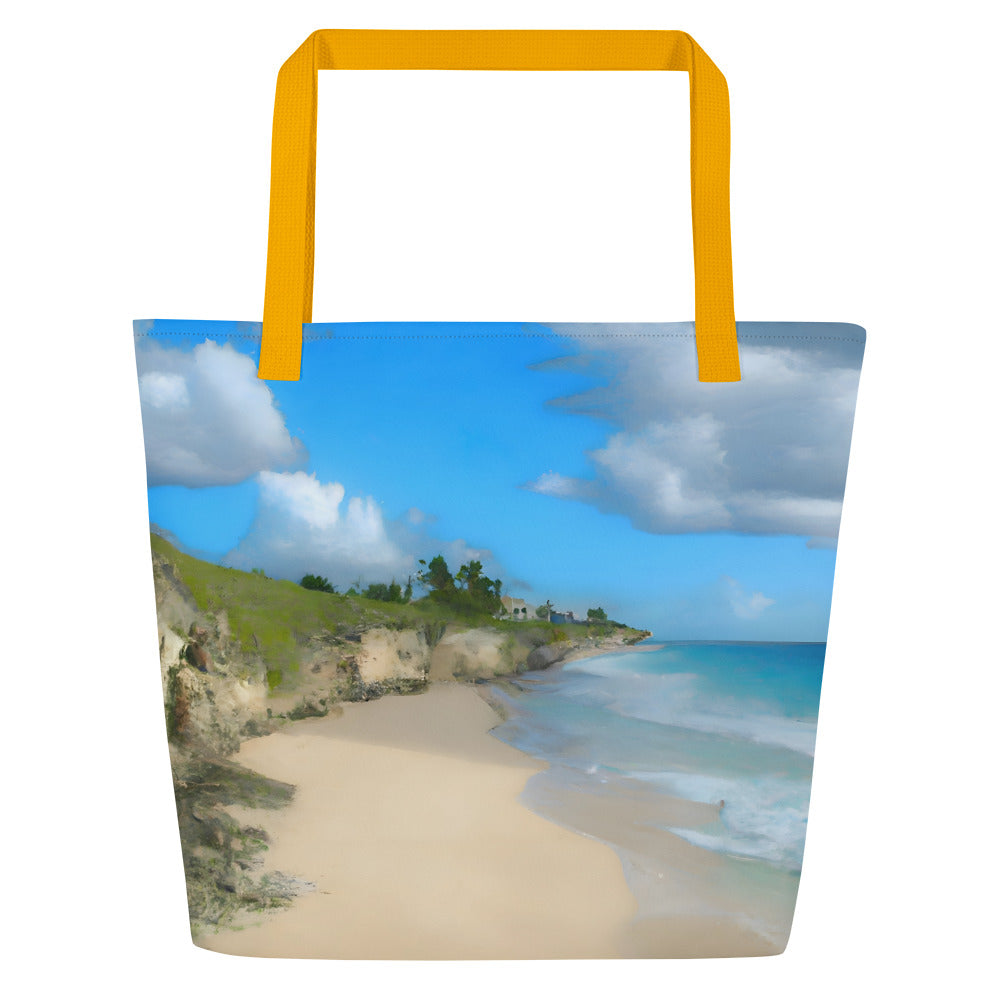 Extra Large Tote Bag With Pocket - Sandy Beach