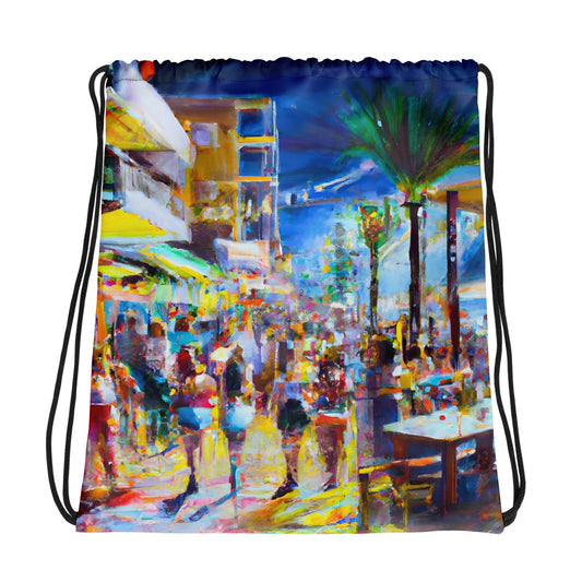 Drawstring Bag - Coastal Bars Multi 1