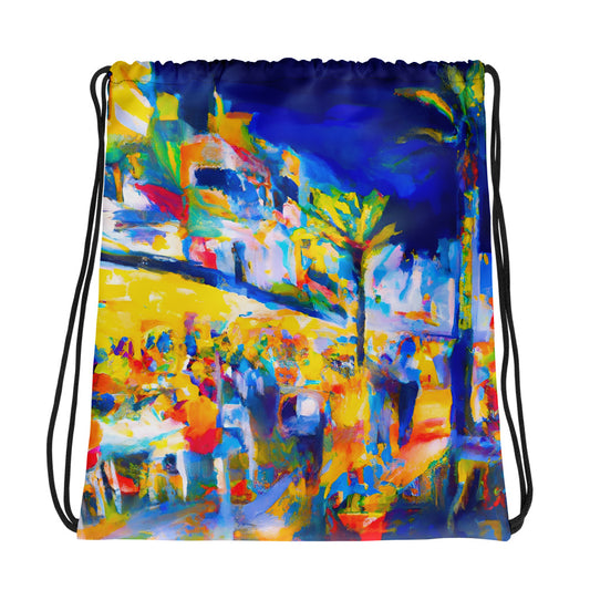 Drawstring Bag - Holiday Coastal Bars Multi 4