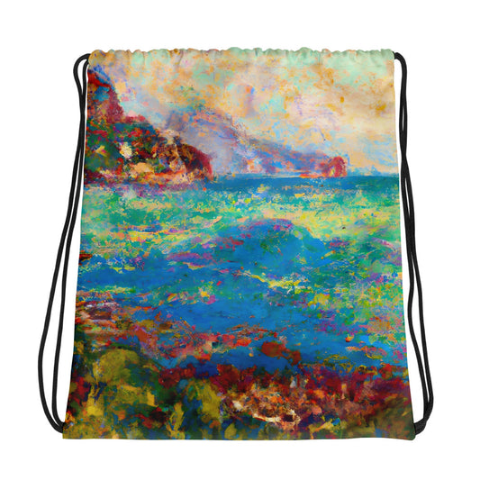 Drawstring Bag - Coastal Impressionist Style