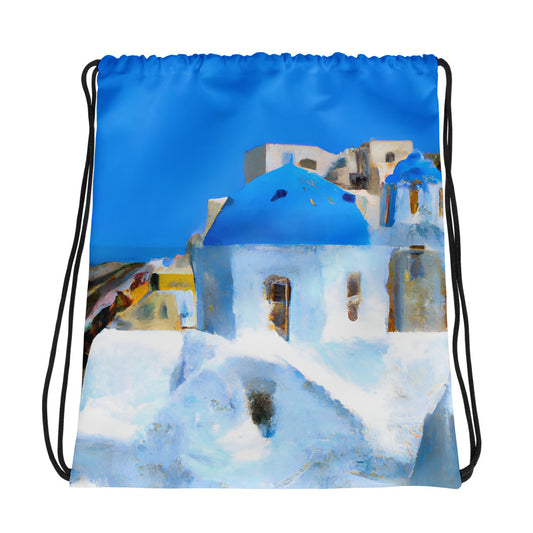 Drawstring Bag - Santorini Sky