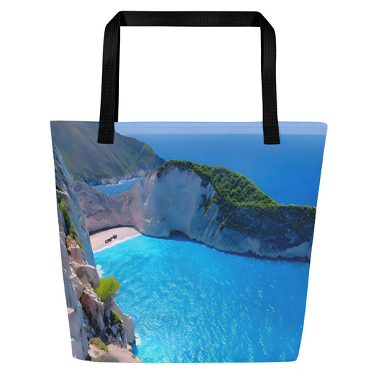 Extra Large Tote Bag With Pocket - Navagio Beach, Zakynthos (Zante), Greece