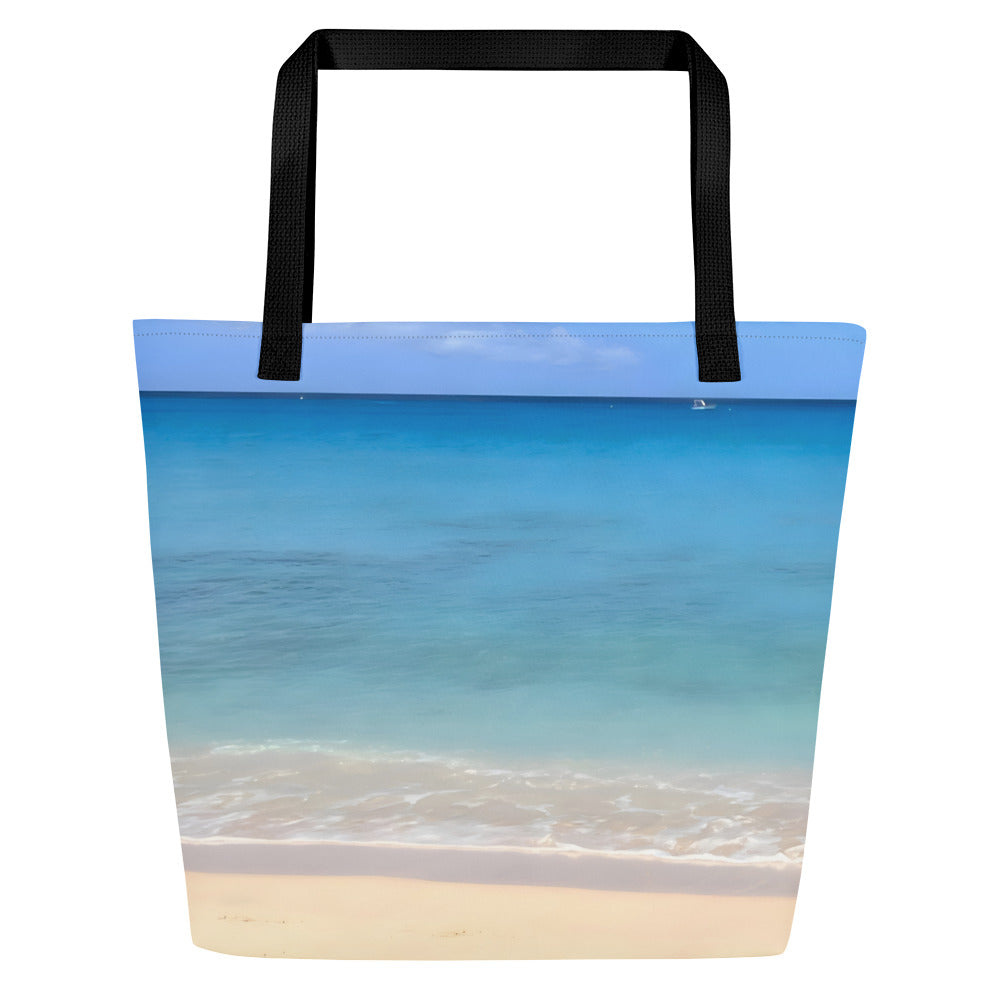 Extra Large Tote Bag With Pocket - Caribbean Sea