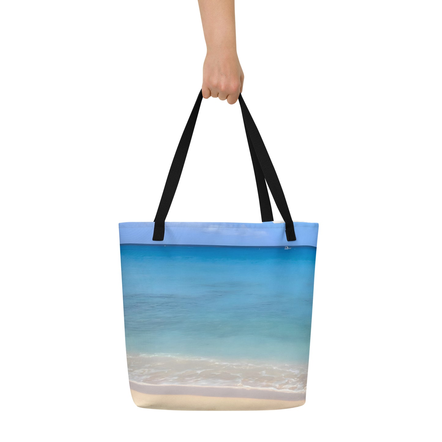 Extra Large Tote Bag With Pocket - Caribbean Sea