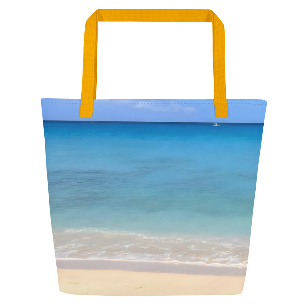 Extra Large Tote Bag With Pocket - Caribbean Sea