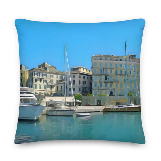 Premium Cushion - Old Town From The Harbour, Corfu, Greece