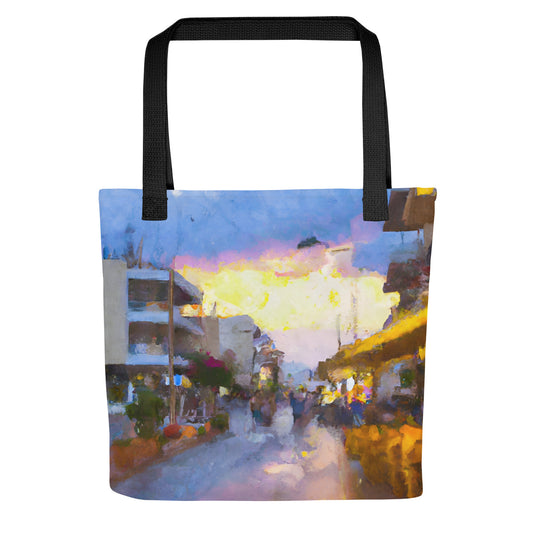 Tote Bag - Holiday Resort Street Scene Sunset