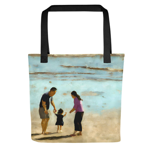 Tote Bag - Parents And Child On Beach